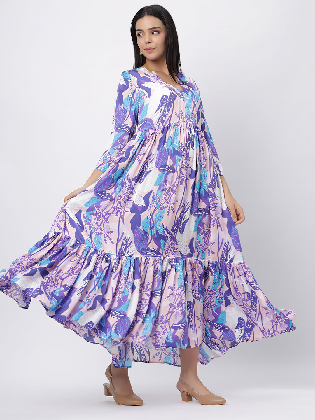 Porto Long Gathered Dress