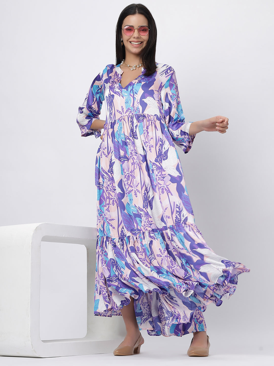 Porto Long Gathered Dress