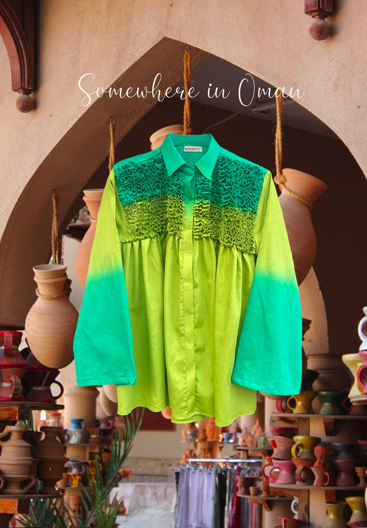 GREEN RUFFLES SHIRT